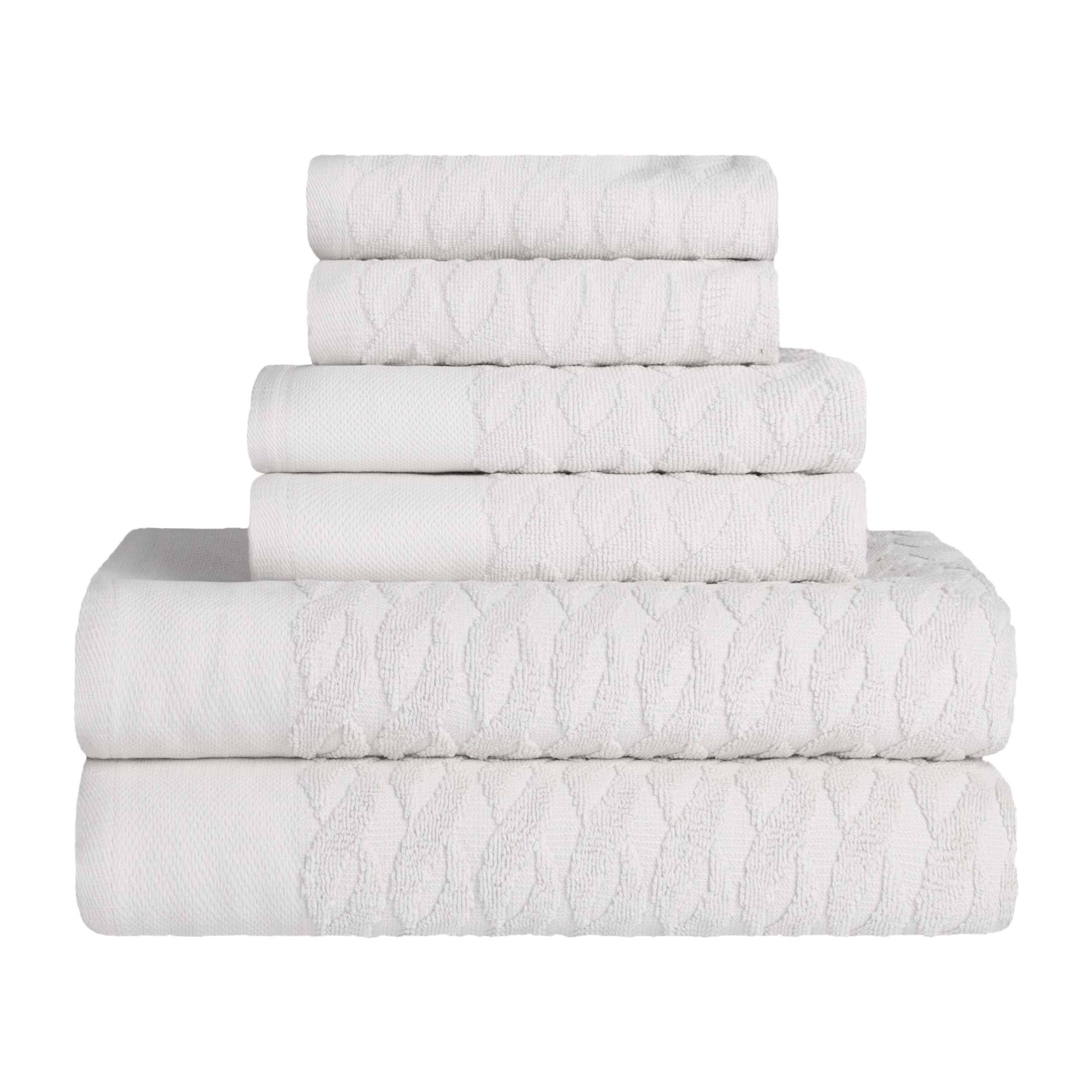 Premium 6-Piece Turkish Cotton Jacquard Herringbone Bath Towel Set - Ultra Absorbent, Soft & Quick-Drying - Perfect for Spa, Bathroom & Luxury Home Use
