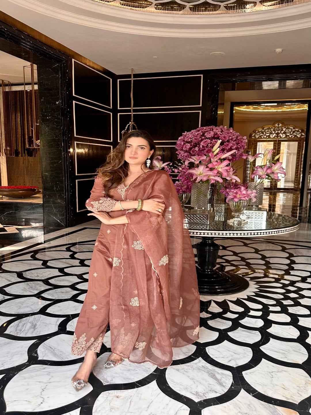 Elegant Brown Embroidered Pant Suit for Women - Designer Ready-to-Wear Formal Outfit for Weddings, Parties & Office Wear