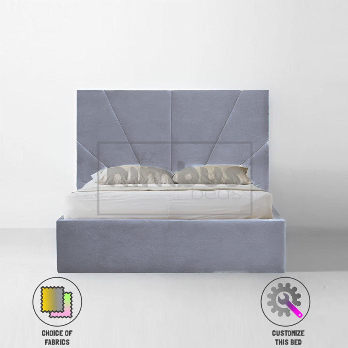 Modern Sunset Bed Frame - Queen Size Wooden Platform Bed with Headboard & Storage - Perfect for Bedroom, Guest Room & Small Spaces