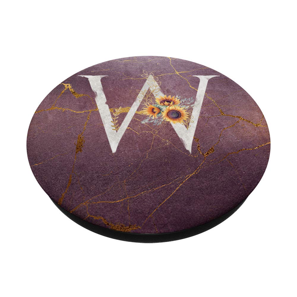 Sunflower 'W' Monogram PopSocket Grip & Stand - Cute Phone Accessory for Women, Perfect for Everyday Use, Travel, and Work