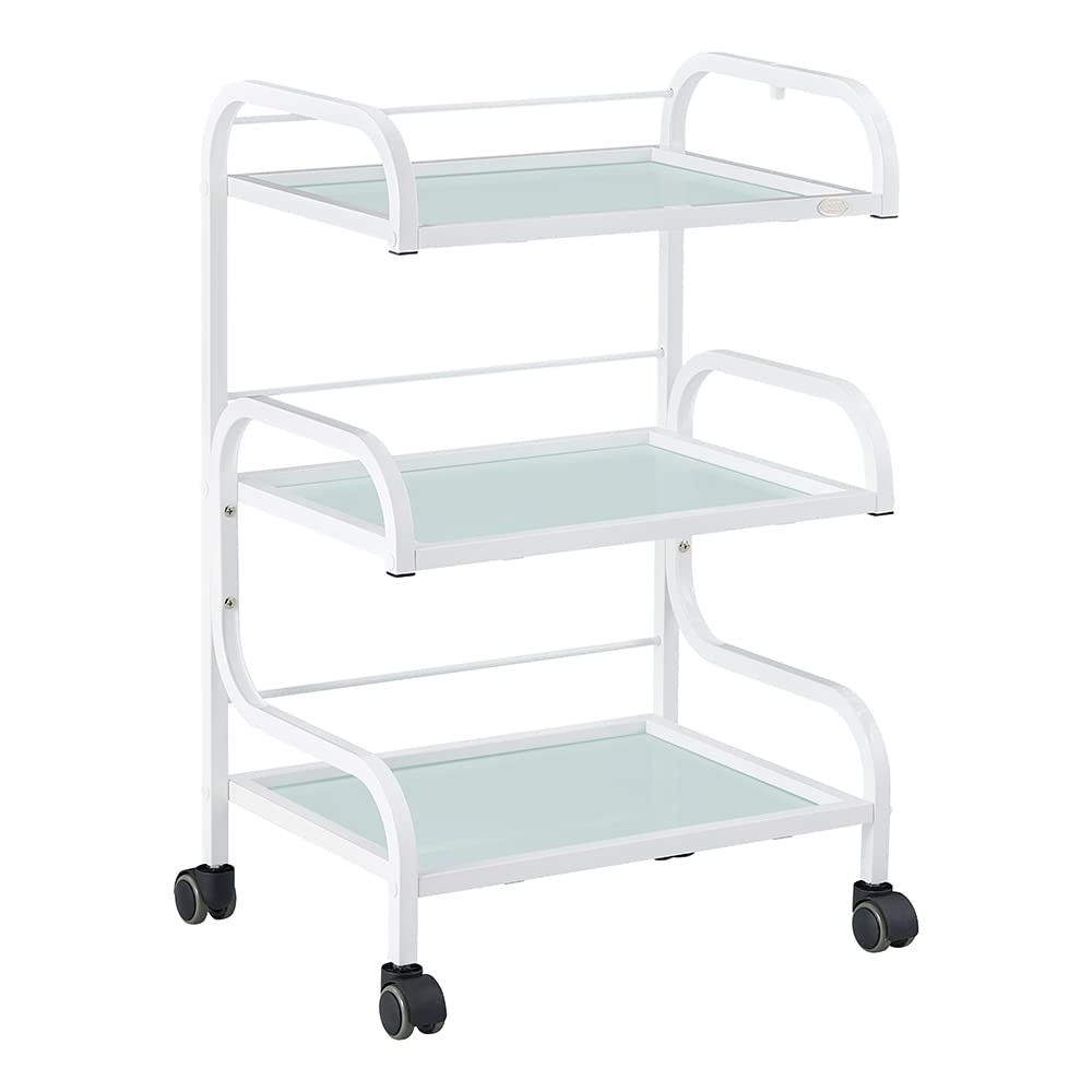 3-Tier Metal Medical Roller Cart with Tempered Glass - Mobile Storage Cart for Spa, Clinic & Hospital Use - DIR Medical Utility Cart for Equipment Organization