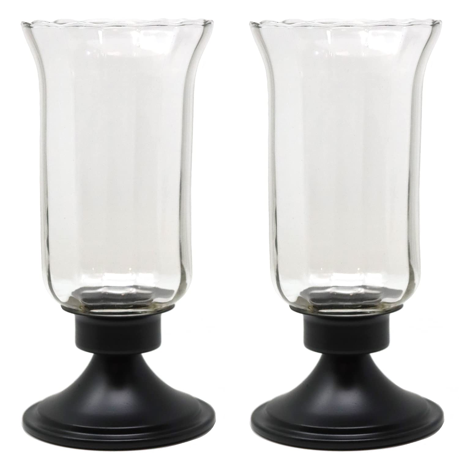 Seraphic Glass Hurricane Candle Holders Set of 4 - Elegant Decorative Centerpieces for Weddings, Dining Tables, and Home Decor