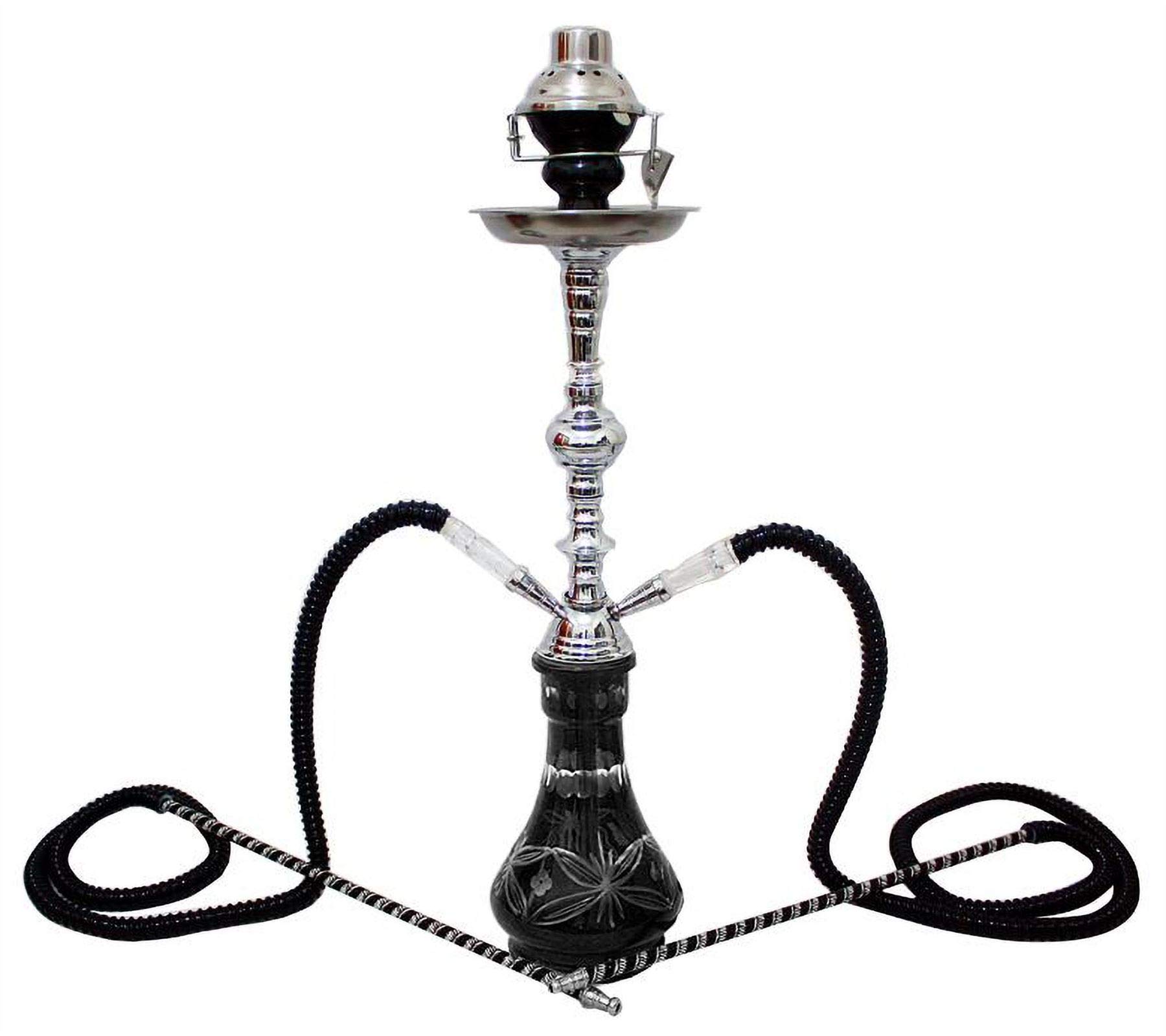 Premium 2-Hose Smoking Style Shisha Hookah Set - Black Laser Pipe, Tobacco & Nicotine Free - Wholesale with Wind Cover - Perfect for Parties, Lounges & Social Gatherings