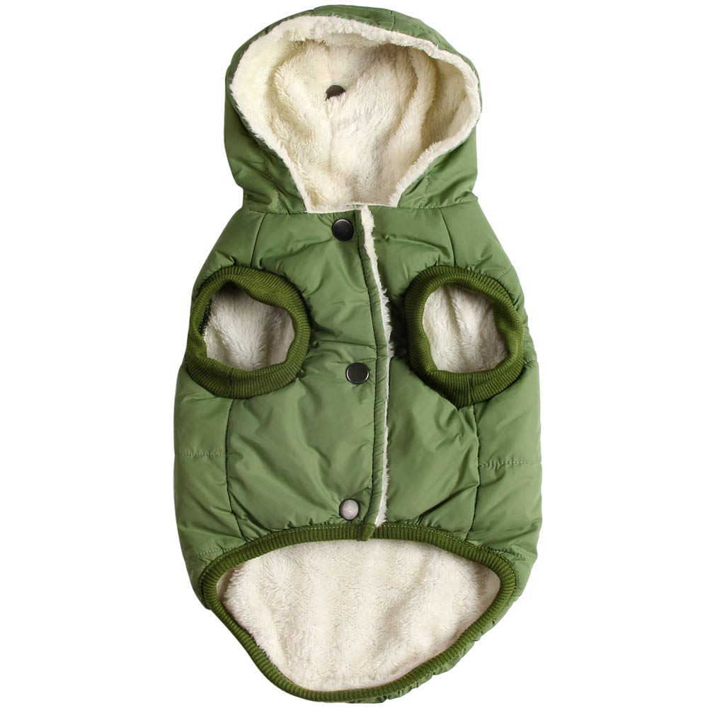 Extra Warm Winter Dog Hoodie Jacket for Large Dogs - Green XXL Pet Coat with Hood | Cozy Outdoor & Indoor Wear for Cold Weather