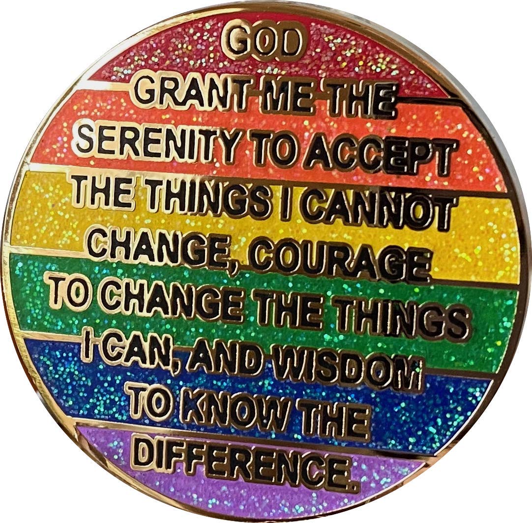 4 Year AA Medallion Reflex Rainbow Glitter Gold Plated Sobriety Chip - Celebrate Sobriety Milestones with this Inspirational Recovery Token for AA Meetings & Personal Motivation