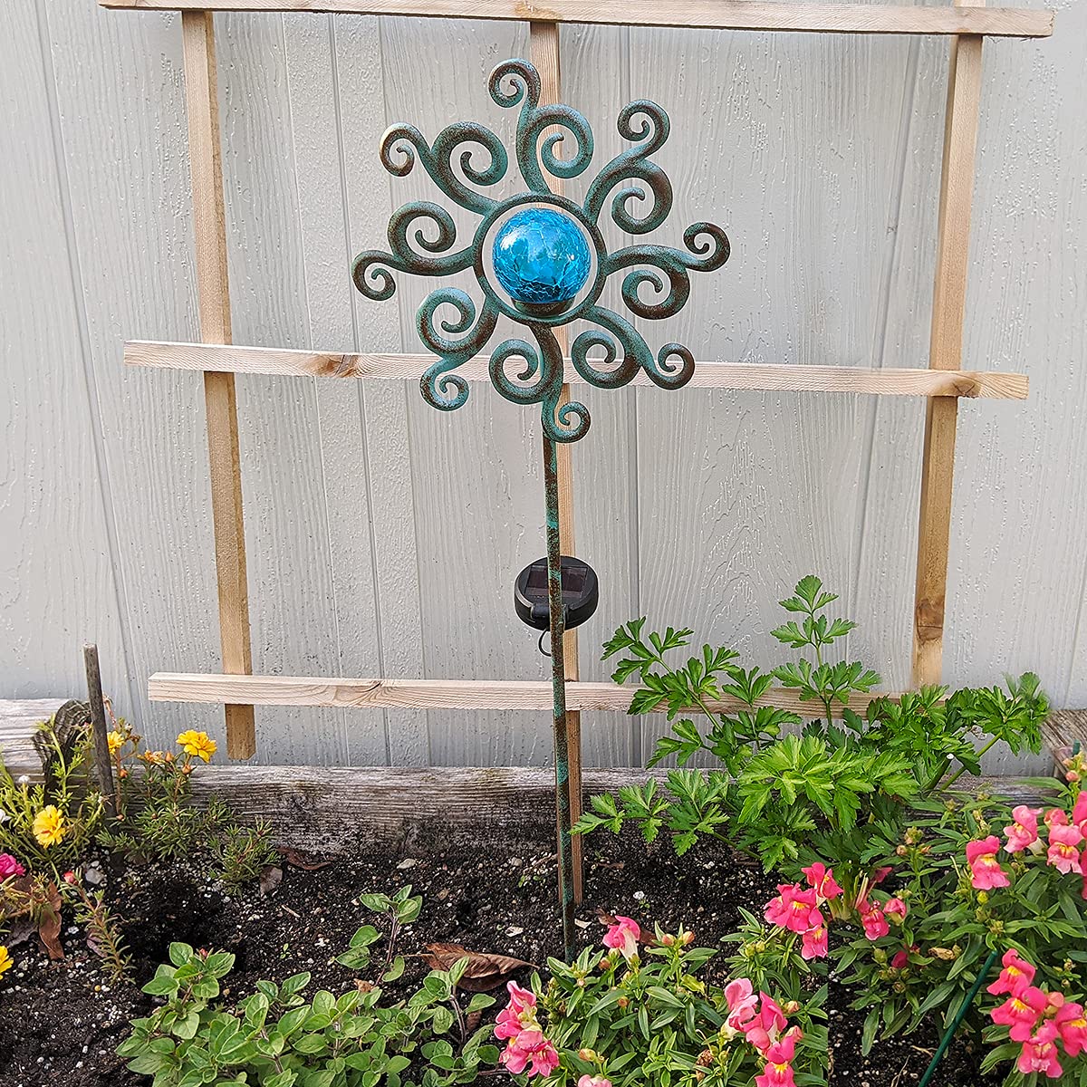 Echo Valley 3732 Solar Lights - Weather Resistant Outdoor Solar Planter & Yard Stakes for Garden, Pathway, Patio Decoration | Solar Powered Landscape Lighting for Backyard, Lawn, Walkway