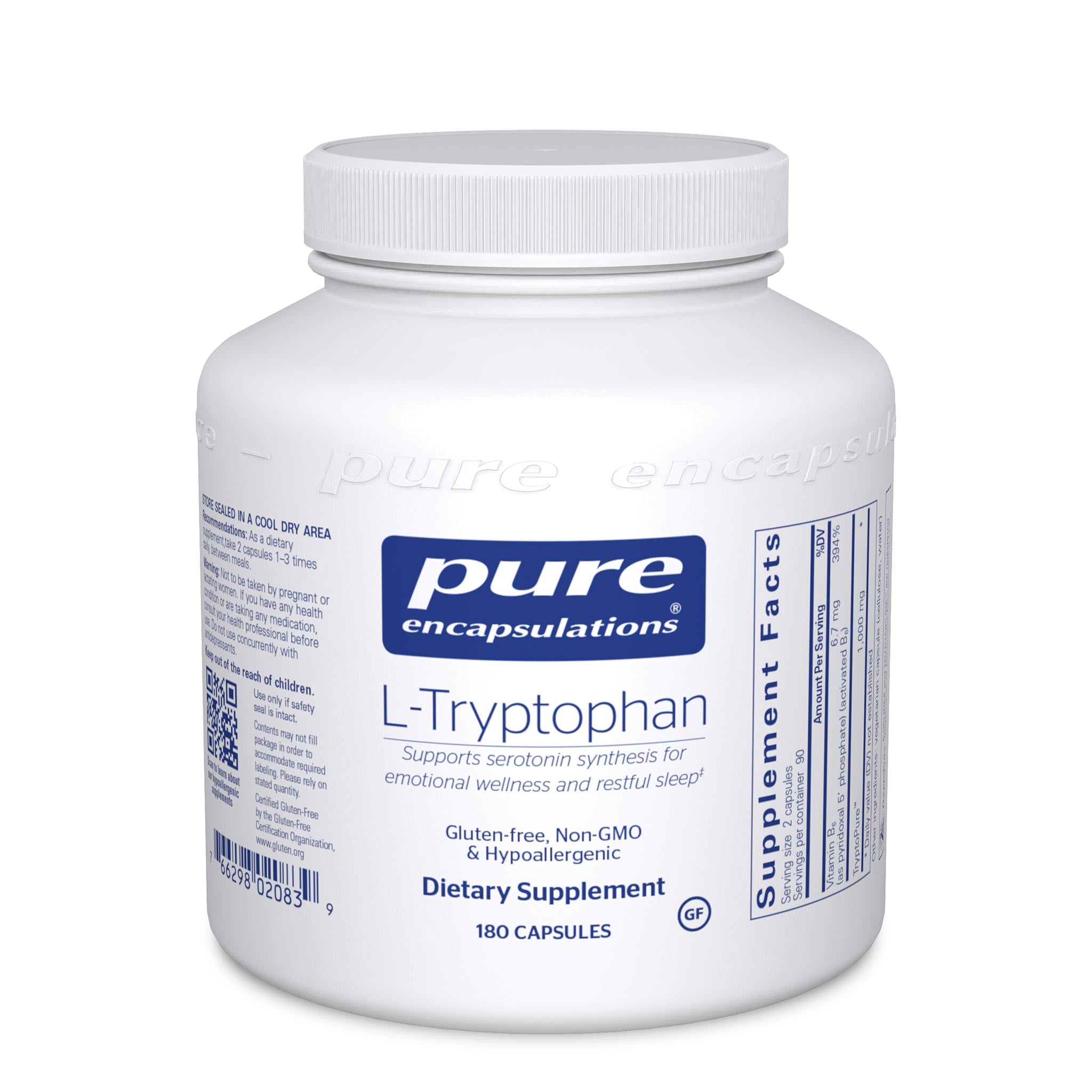 Pure Encapsulations L-Tryptophan 500mg - Premium Sleep Support Supplement for Stress Relief & Mood Balance - Vegan Capsules for Relaxation & Better Sleep Quality