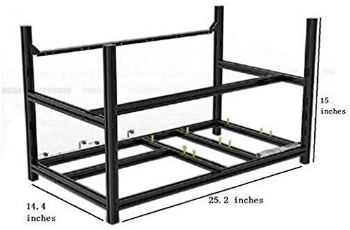6 GPU Stackable Open Air Mining Rig Frame - Ethereum & Crypto Mining Case Computer Chassis for Efficient GPU Cooling & Multi-GPU Setup | Perfect for Home Mining, Crypto Farms & Blockchain Enthusiasts