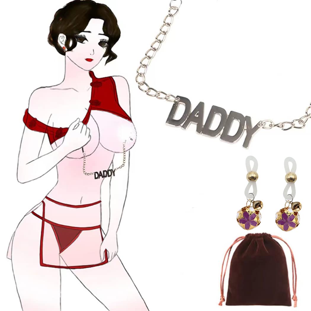 Sensitive Nipple Clamps with Chain - Adjustable Non-Piercing Body Jewelry for Women & Couples - Sensual Pleasure Wear for Bedroom, BDSM & Intimate Moments