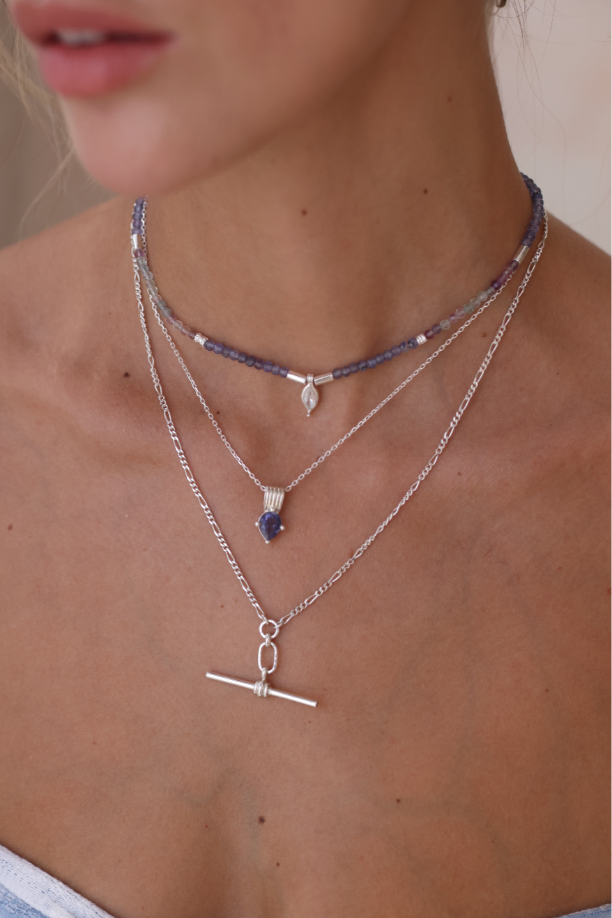 Amethyst Iolite Silver Pendant Necklace for Women - Elegant Jewelry Gift for Birthday, Anniversary & Valentine's Day - Perfect for Parties, Weddings & Everyday Wear