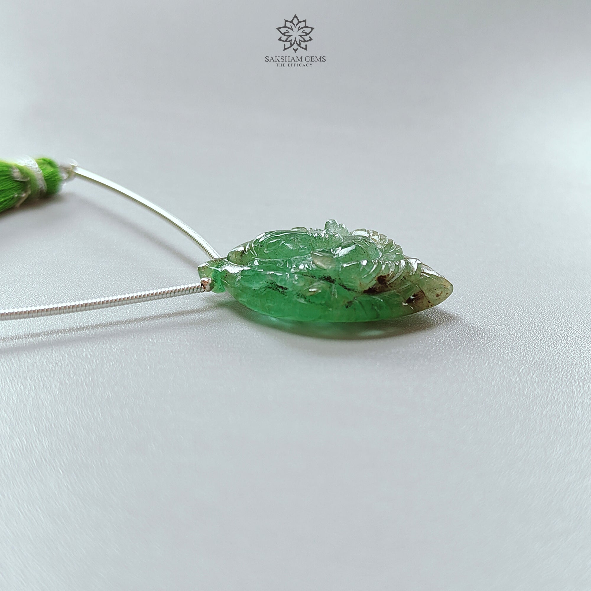 Natural Untreated Green Emerald Loose Beads - 32.30cts May Birthstone, Lord Ganesha Carved Gemstone (30x20.5mm) for Jewelry Making, Meditation & Spiritual Healing
