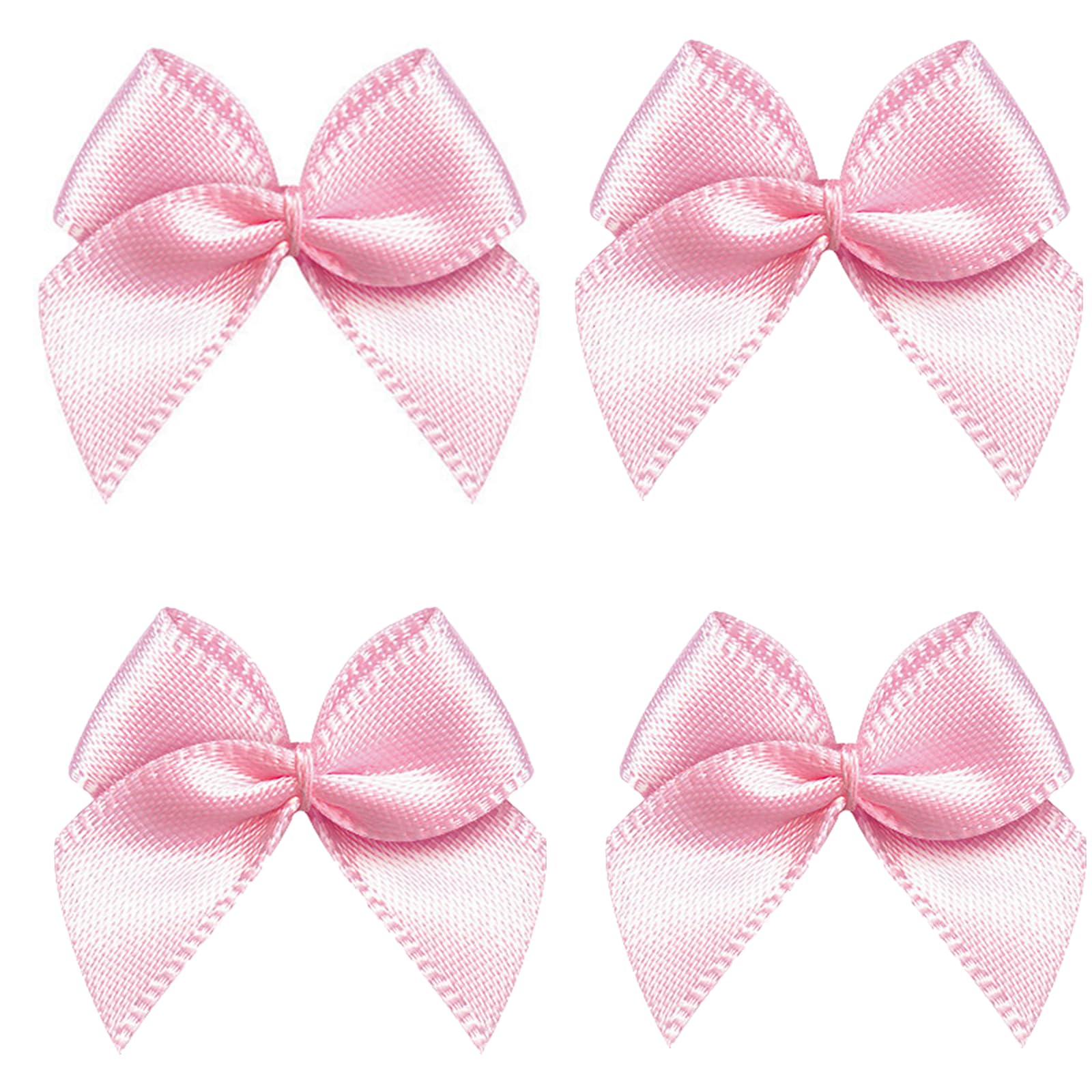 VIVIQUEN 50pcs Mini Satin Ribbon Bows - 25mm x 26mm Ribbon Flowers for DIY Crafts, Sewing, Scrapbooking, Wedding Decorations, Gift Wrapping (Baby Pink) - Perfect for Hair Accessories, Party Favors, and Home Decoration