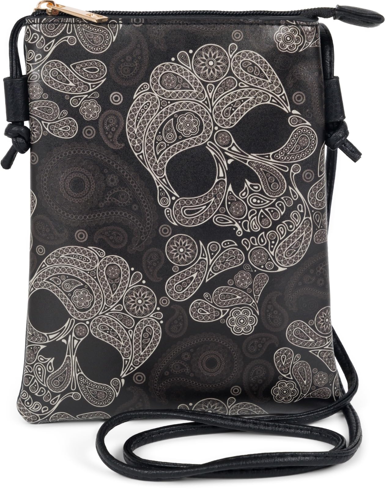 StyleBREAKER Women's Skull Paisley Mini Shoulder Bag - Perfect for Parties & Night Out