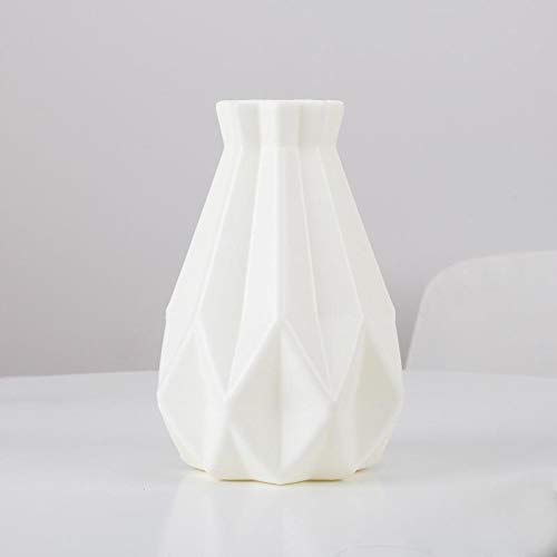 Zentto Geometric Plastic Vases - Unbreakable Ceramic-Look Decorative Vases for Home Decor, Living Room, Table Centerpiece, Wedding & Office Decor (White)