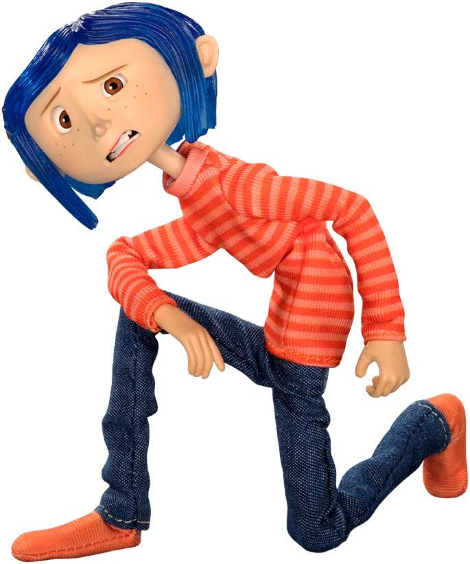 NECA Articulated Action Figure – Coraline in Striped Shirt | Collectible Doll for Movie Fans & Toy Collectors | Perfect for Display, Gifts, and Cosplay