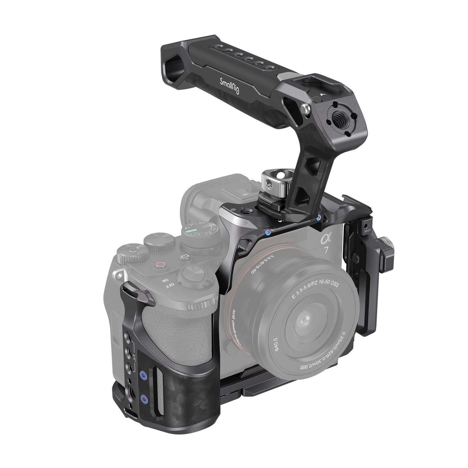 SmallRig 3708 Camera Cage for Sony A7 IV, A7R V & A7S III - Aluminum Alloy Body with Top Handle & HDMI Clamp - Professional DSLR Rig for Vlogging, Filmmaking & Photography