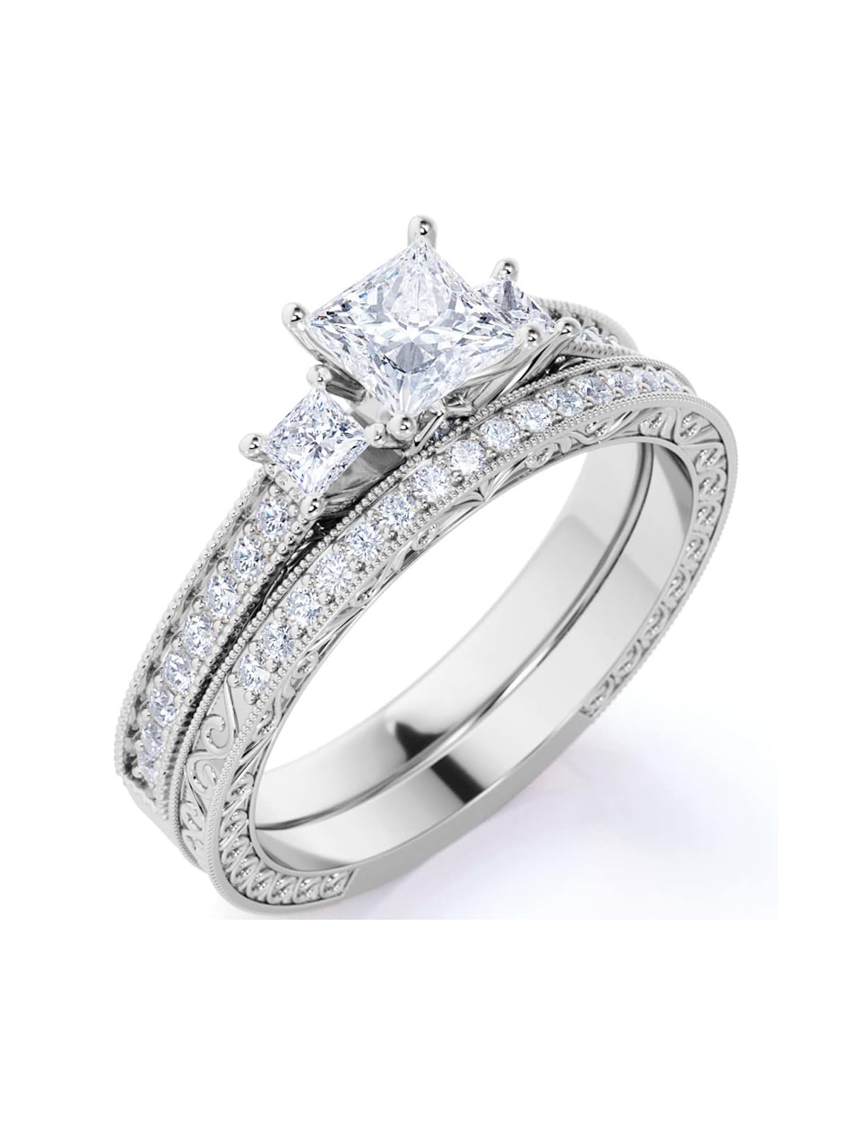 Seiyang Moissanite Engagement Rings for Women - 3cttw D Color VVS1 Princess Cut Bridal Set, 925 Sterling Silver Wedding Promise Rings - Perfect for Proposals, Anniversaries & Special Occasions