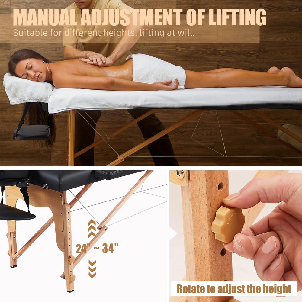 Portable Massage Table 84 Inch - Adjustable Lash Bed with Neck Stretcher for Eyelash Extensions, Beauty Tattoo & Spa - Professional Massage Bed & Tattoo Table for Home & Salon Use
