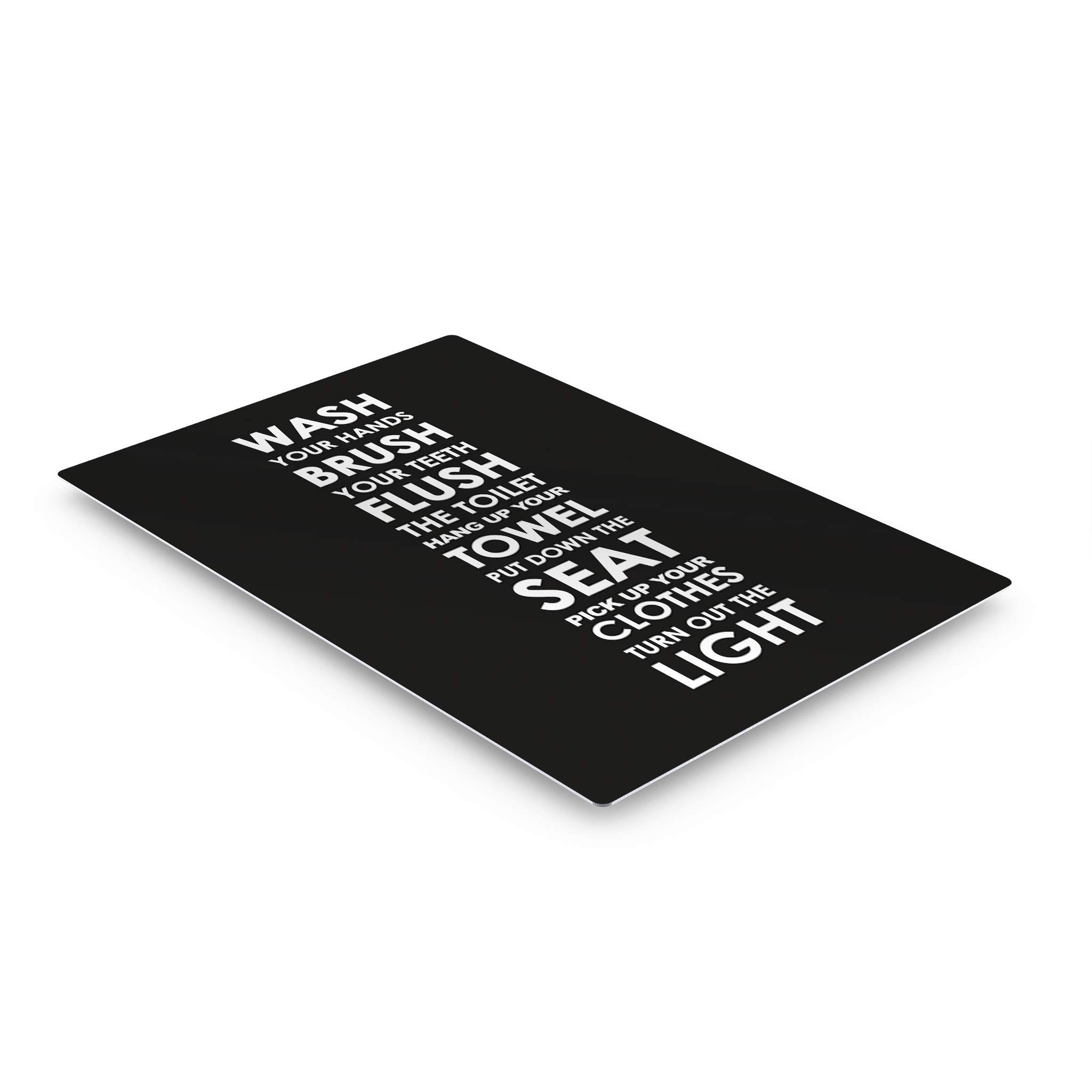 Funny Bathroom Rules Metal Sign - Black & White Typography Wall Art for Kids & Home Decor - Ready to Hang 40x30 Inch - Made in USA | Perfect for Bathrooms, Playrooms & Family Homes