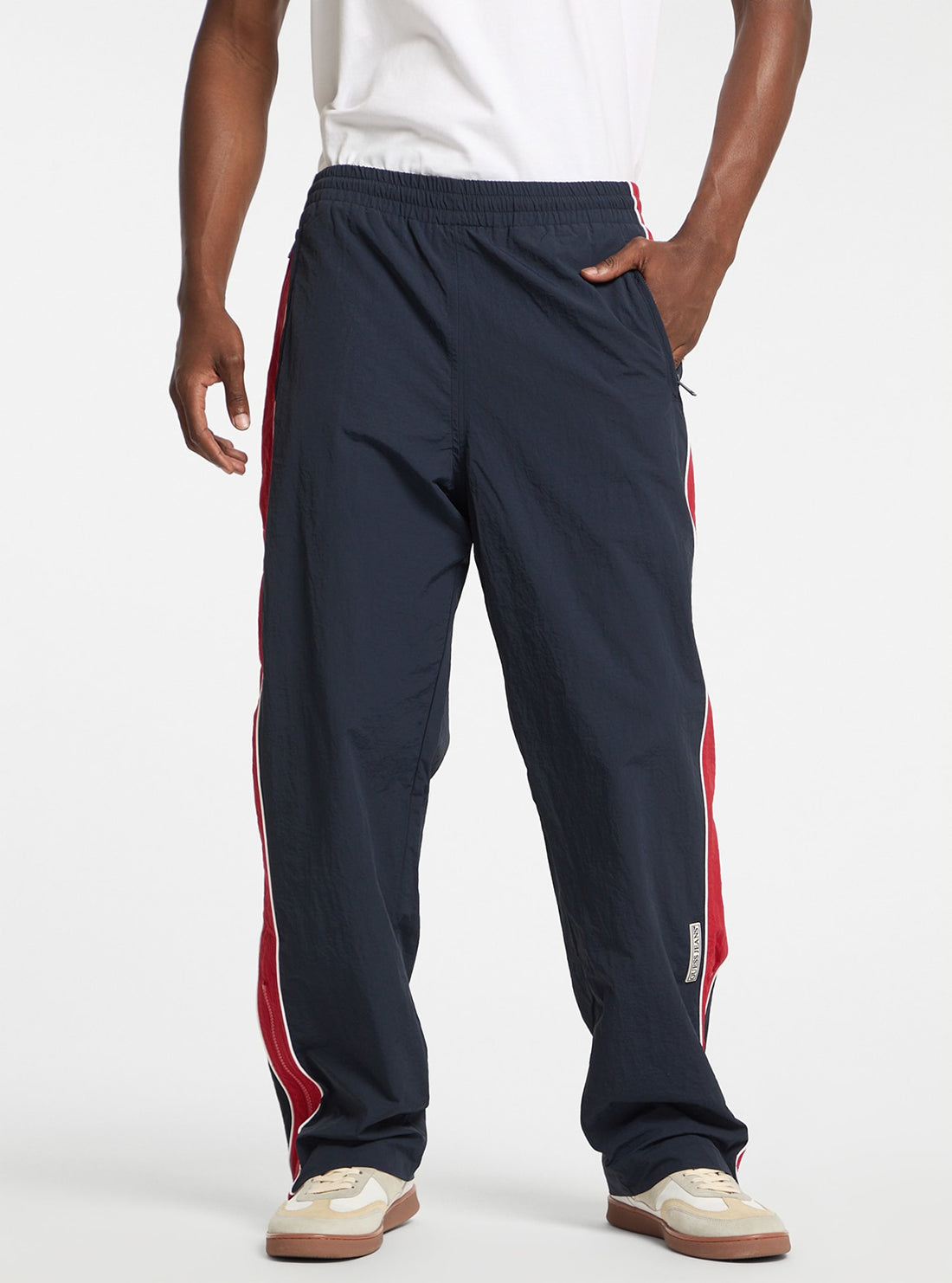 Guess Women's Navy Blue Windbreaker Pants - Lightweight Water-Resistant Joggers for Outdoor Running, Hiking & Travel