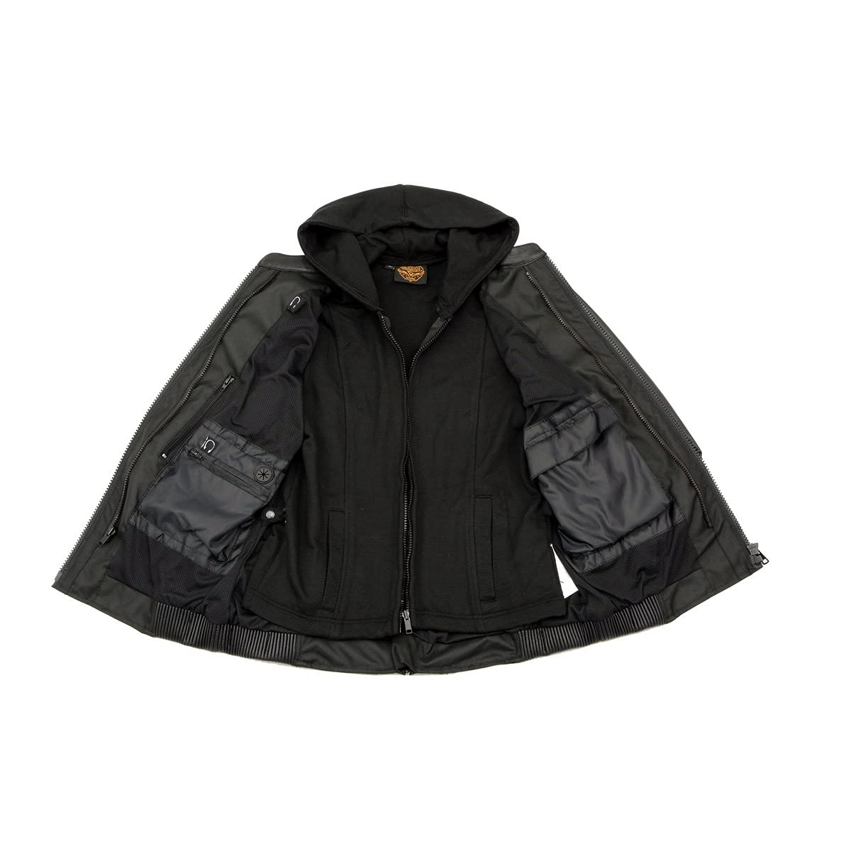 Milwaukee Leather MLL2555 Women's Black 3/4 Length Hooded Leather Jacket with Side Stretch Panels - Perfect for Motorcycle Riding, Casual Outfits & Fall Fashion