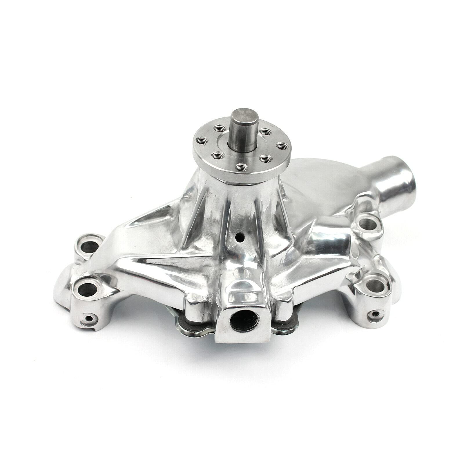 OIICMPX SBC 350 High Performance Aluminum Short Water Pump - Polished Finish with Heater Port - Ideal for Chevy Small Block Engine Upgrades & Hot Rod Builds