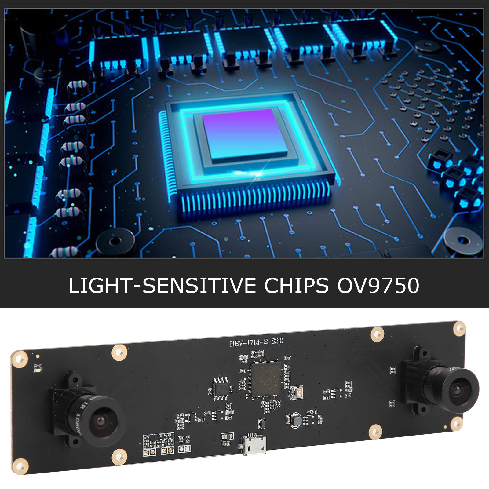 HBV-1714-2 Dual Lens Stereo Webcam Module - USB 2.0 Industrial Mini Camera with High Angle Lens for 3D Imaging, Machine Vision & Robotics Applications