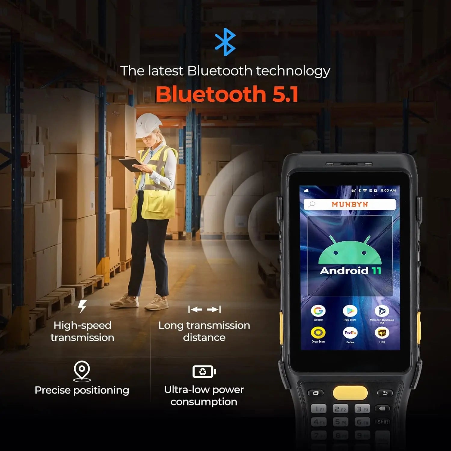 MUNBYN 088P Android 11 Handheld PDA with Zebra 4850 Barcode Scanner - Inventory Management, Warehouse & Retail Use