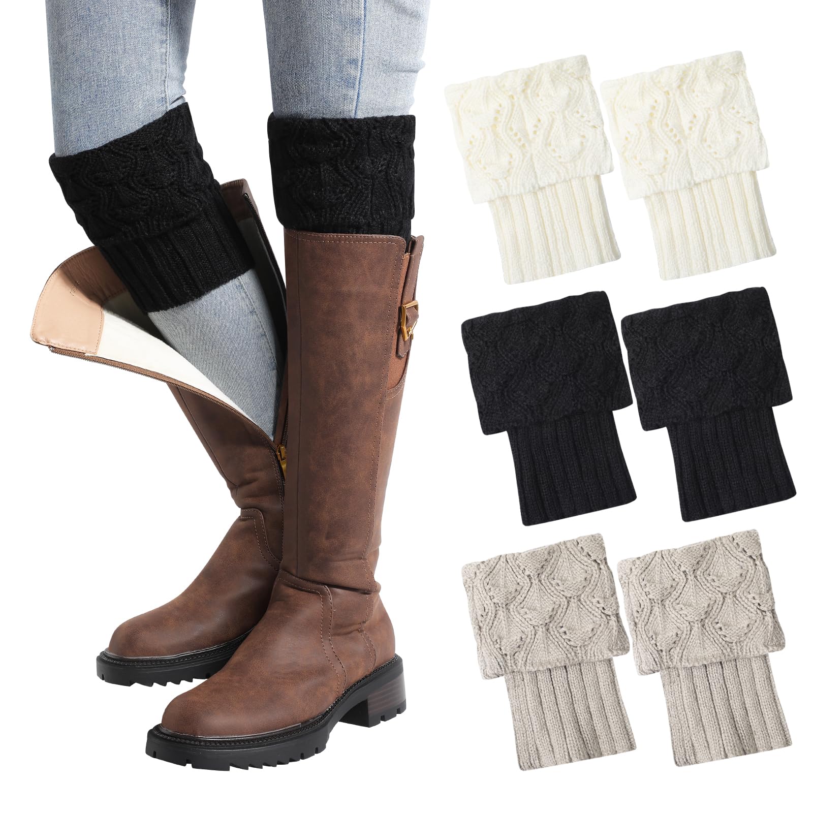 Women's Leg Warmers - 1 Pair Cozy Boot Socks & Ankle Warmers for Winter | Soft Knit Boot Cuffs Toppers | Perfect for Cold Weather, Snow Boots, and Indoor Comfort