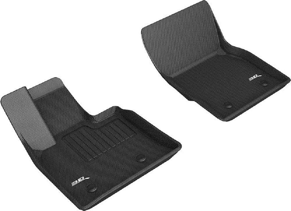 3D MAXpider Kagu Custom Fit All-Weather Floor Mats for Alfa Romeo Stelvio & Stelvio Quadrifoglio (2018-2025) - Front Row, Black - Durable, Non-Slip Car Floor Liners for Protection Against Dirt, Mud & Spills