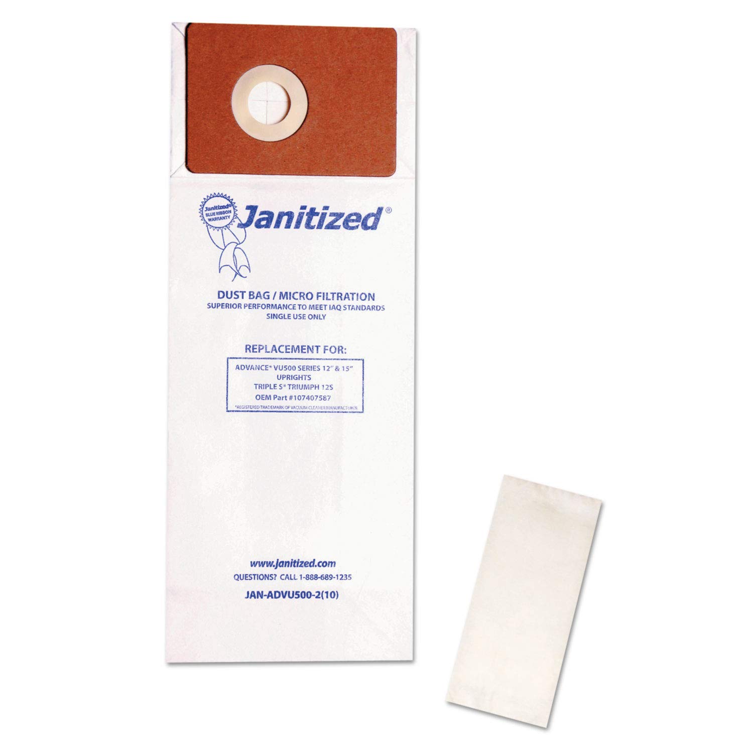 Premium Replacement Commercial Vacuum Paper Bags for Advance VU500 Vacuum Cleaners - OEM#107407587, 107404820 (Pack of 100) - Ideal for Janitorial Services, Office Cleaning & Commercial Maintenance