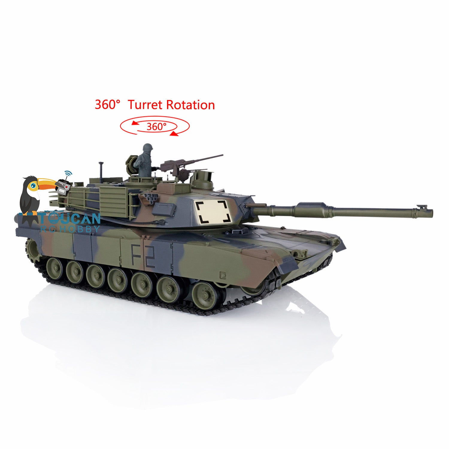 1/16 Scale 7.0 2.4GHz Henglong M1A2 Abrams RTR RC Tank Model 3918 with 360° Rotating Turret, Sound System & IR BB Shooting - Perfect for Military Enthusiasts, RC Hobbyists and Battle Simulation Games