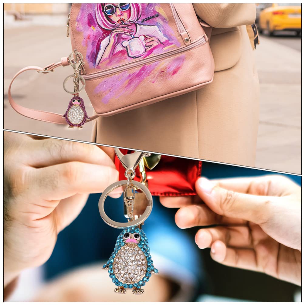 VOSAREA 2pcs Cute Penguin Couple Keychain Set - Sparkling Rhinestone Key Ornament, Alloy Keyring for Car Keys, Tote Bag & Purse Charm - Perfect Gift for Lovers, Friends & Couples (Penguin Design) | Great for Valentine's Day, Anniversaries & Everyday Carry