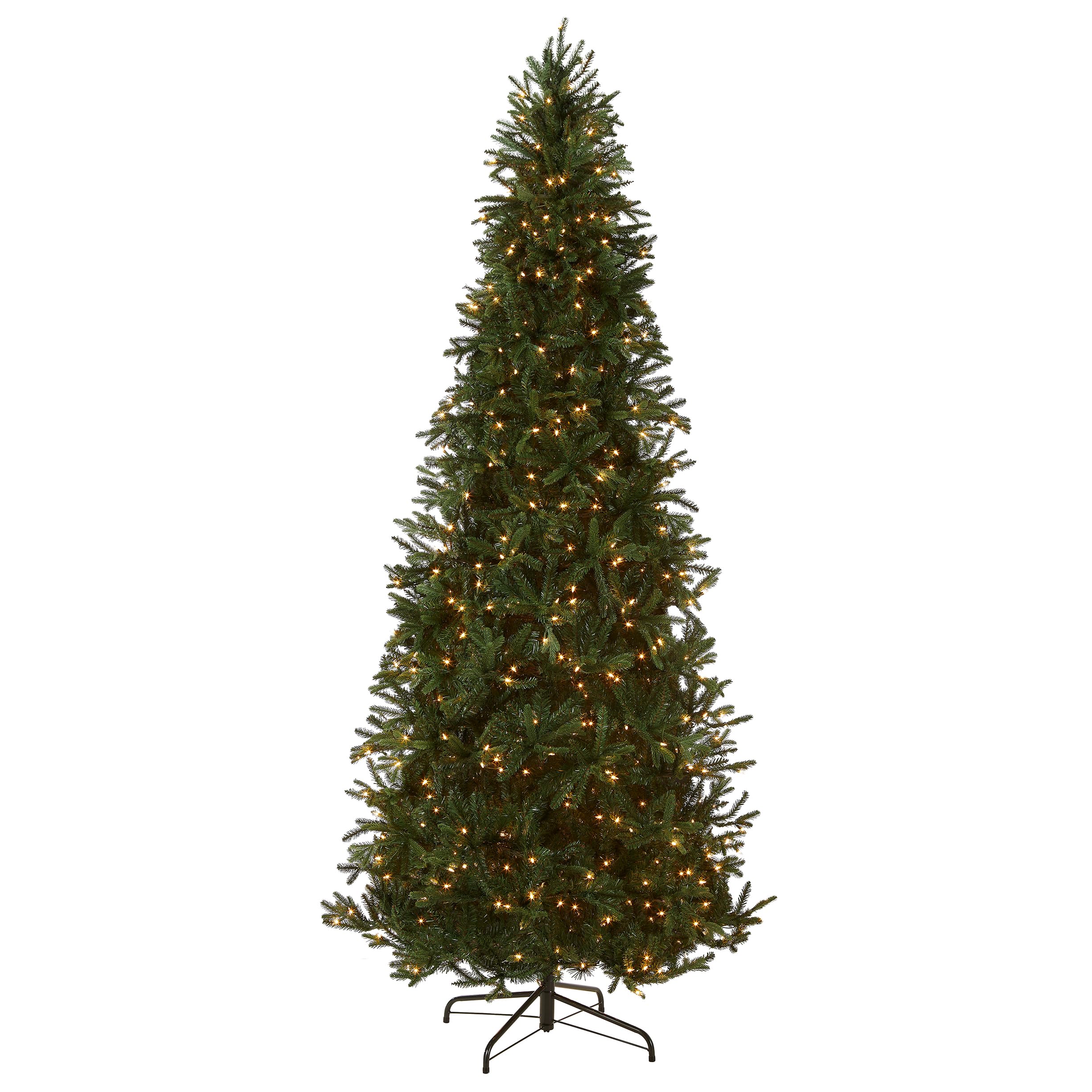 National Tree Company 9ft Pre-Lit Artificial Slim Christmas Tree - Realistic Tiffany Fir with White Lights & Stand | Perfect for Living Room, Office, or Holiday Decor