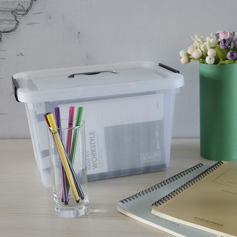 Anbers 12 Quart Clear Plastic Storage Box with Lid and Handle - Airtight Latching Bin for Kitchen Pantry Organization, Toy Storage, or Craft Supplies
