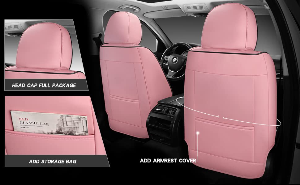 Premium Quiln02 Leather Car Seat Covers - 5-Piece Full Set Universal Fit for Most Cars, SUVs & Pickup Trucks | Airbag Compatible | Black-Red Design | Perfect for Daily Commute, Road Trips & Vehicle Protection