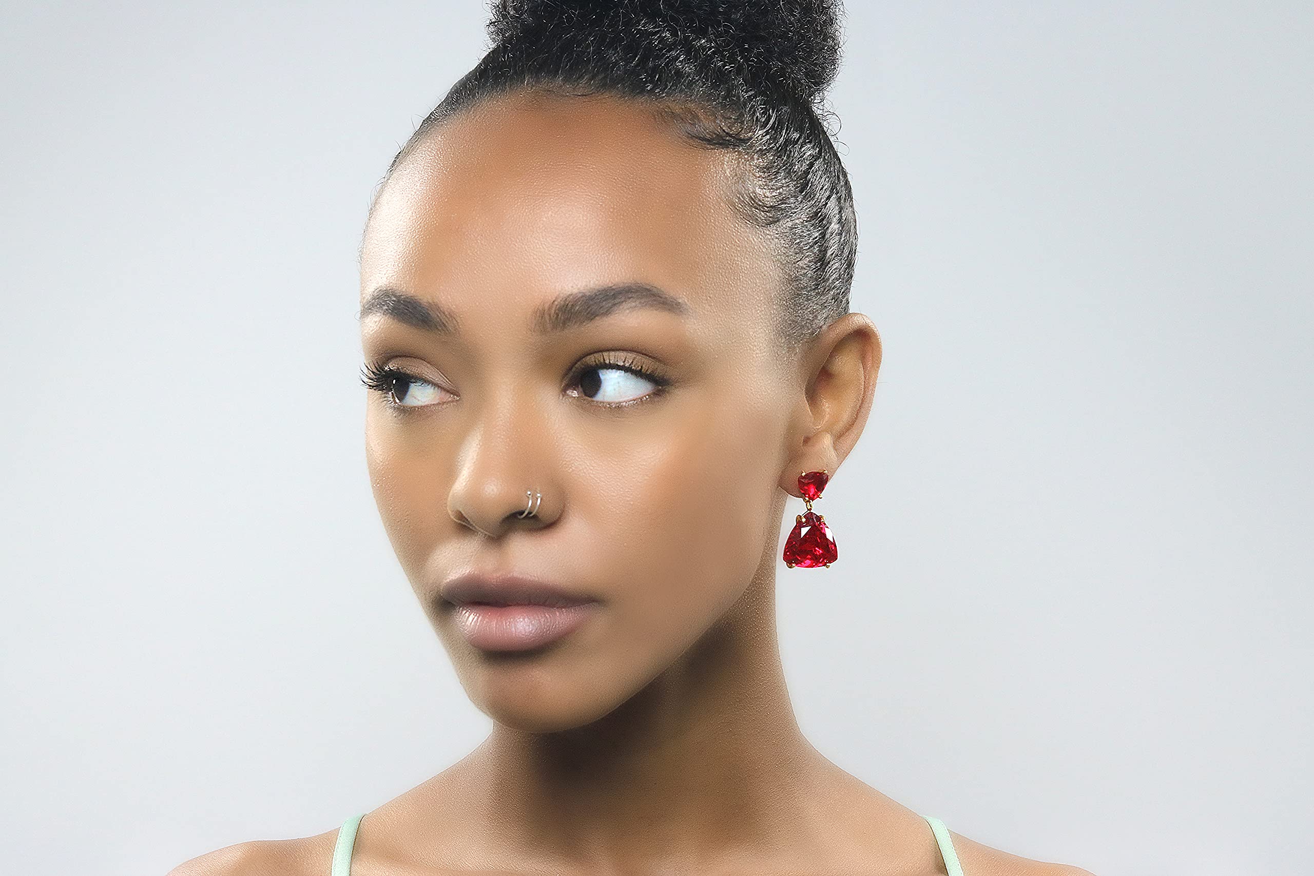 Anemone Ruby Earrings - Handmade Sterling Silver Statement Earrings for Women | Customizable Birthstone Jewelry | Wedding, Bridal & Gift Jewelry | Perfect for Special Occasions, Date Nights & Formal Events