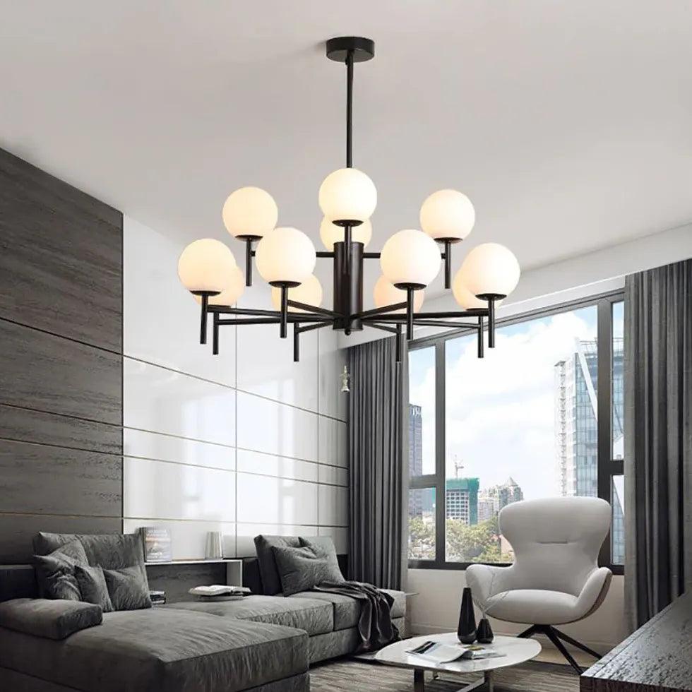 Modern Spherical Glass Multi-Light Chandelier - Elegant Lighting for Living Room, Dining Room, and Bedroom Decor