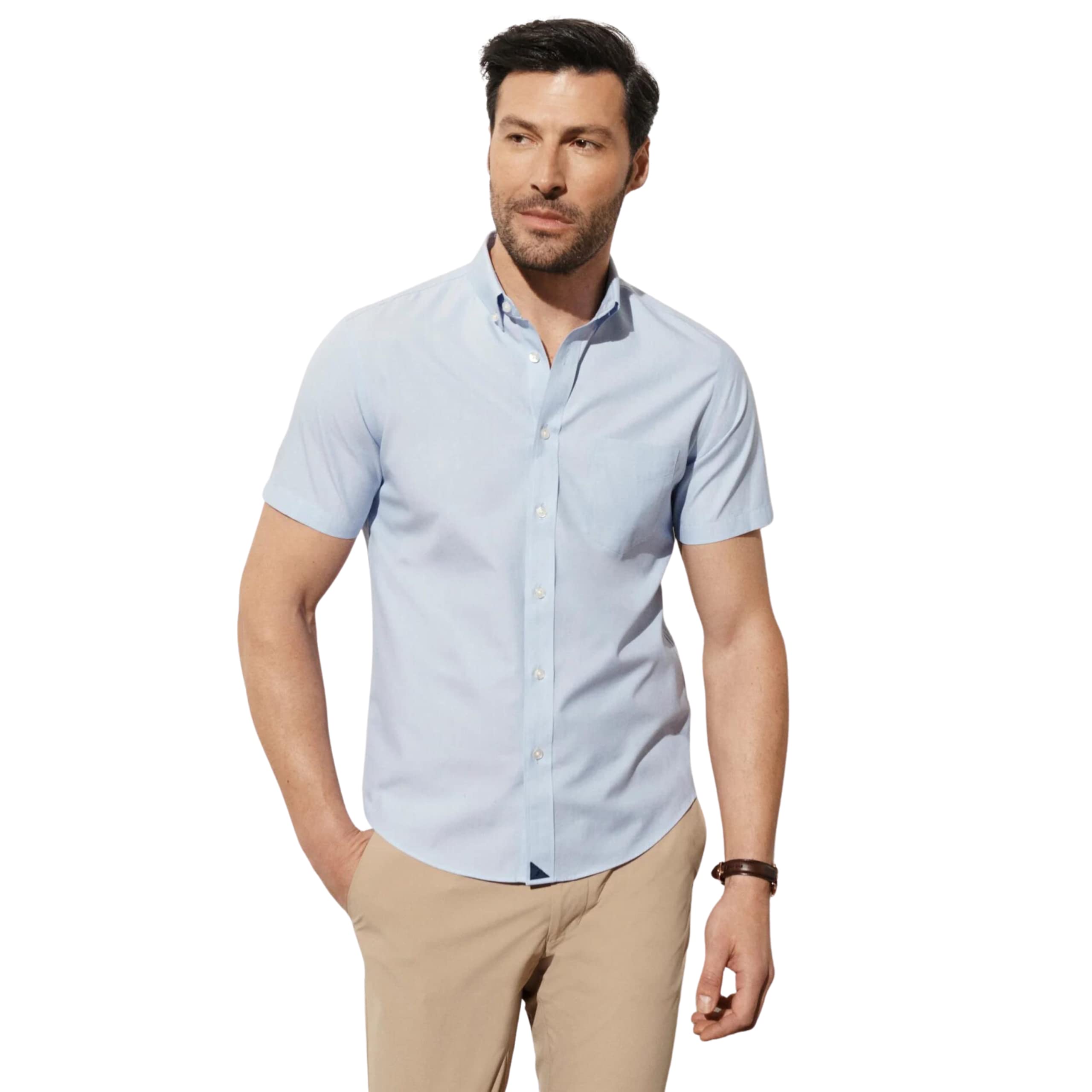 UNTUCKit Hillstowe Wrinkle Free Men's Short Sleeve Casual Shirt - Perfect for Office, Travel & Everyday Wear