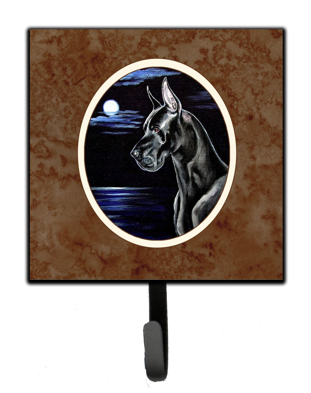 Caroline's Treasures 7060SH4 Black Great Dane Moonlight Wall Hook - Key Holder, Coat Rack, Leash Hanger for Keys, Towels, Aprons & Pet Accessories | Perfect for Entryway, Mudroom & Pet Station Organization