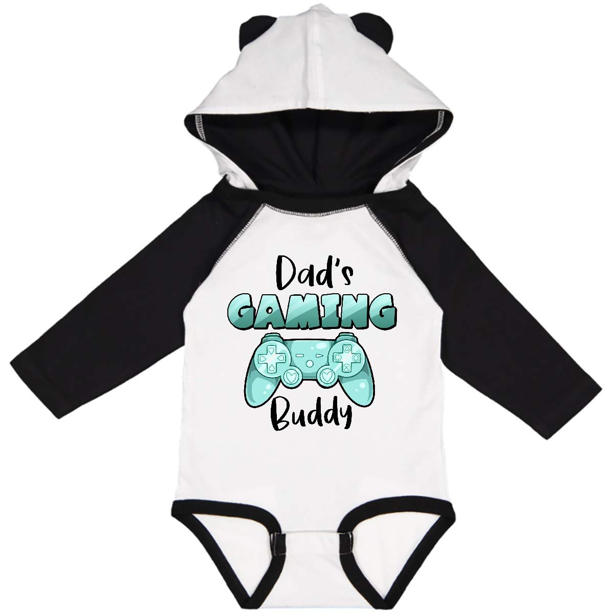 Inktastic Dad's Gaming Buddy - Aqua Controller Long Sleeve Baby Bodysuit | Cute Gamer Onesie for Newborns & Infants | Perfect Gift for Gaming Dads & Baby Showers