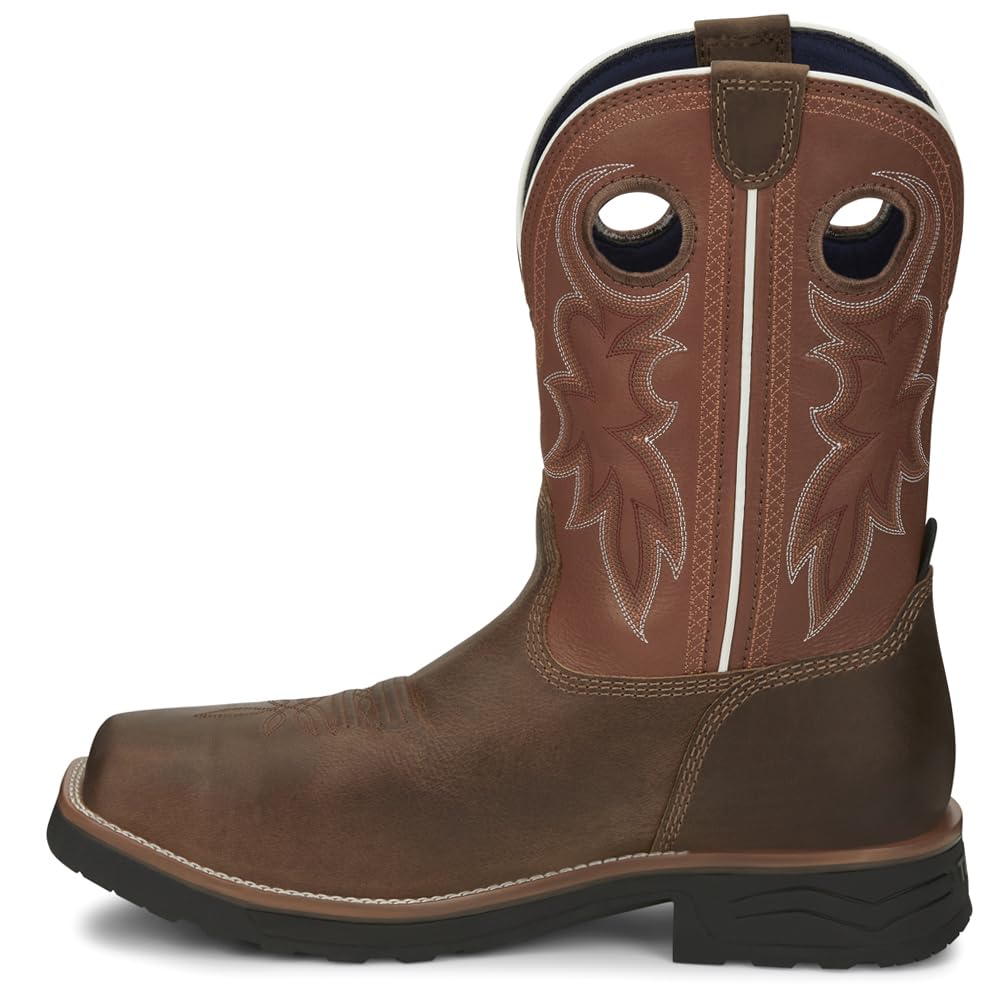 Tony Lama Men's Fireball 11 Inch Waterproof Composite Toe Work Boots - Brown Safety Shoes for Construction, Hiking & Outdoor Work