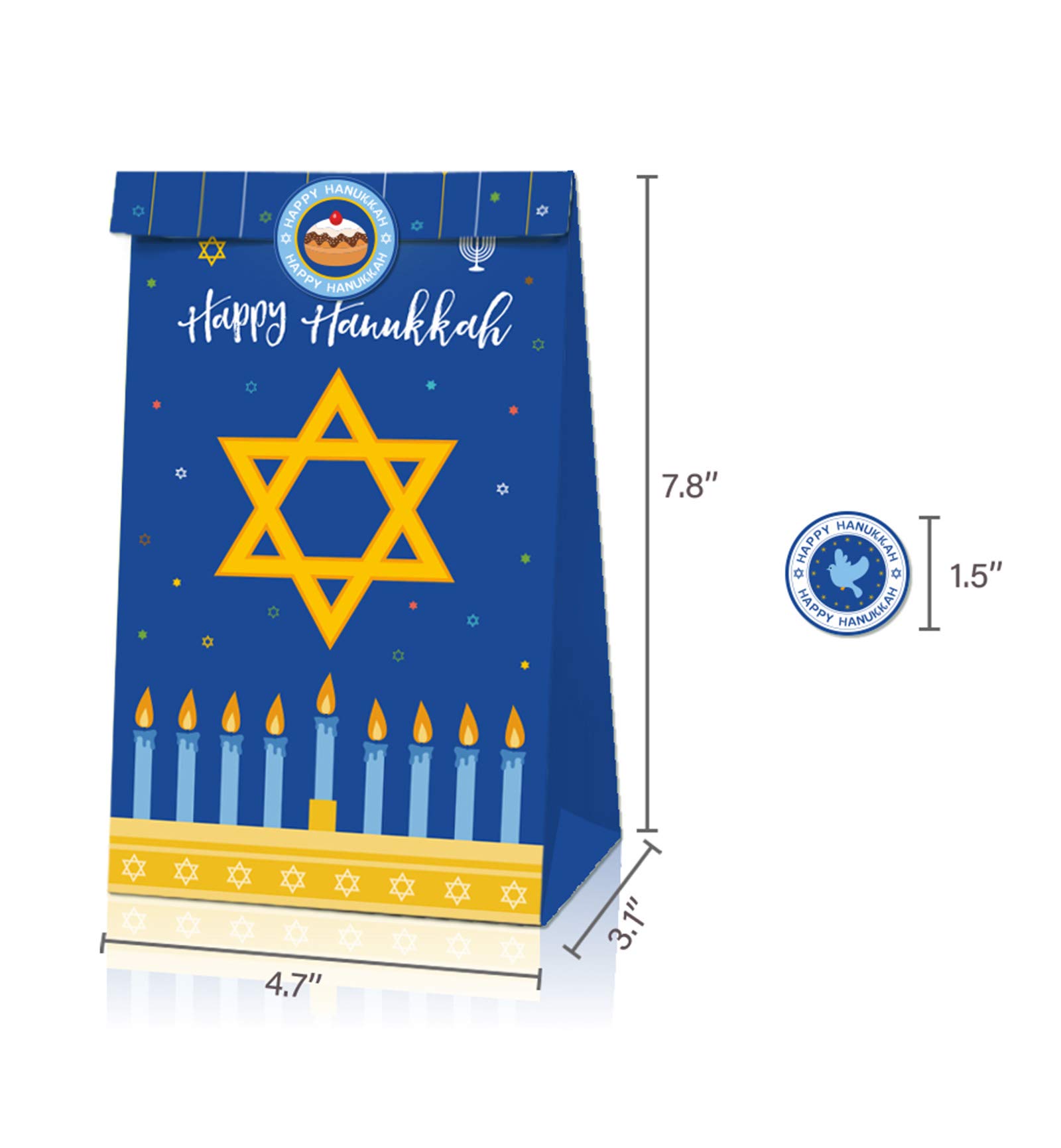 12PCS Hanukkah Party Favor Bags - Happy Holiday Chanukah Birthday Party Supplies, Decorations & Gift Bags for Kids, Family Gatherings & Jewish Celebrations