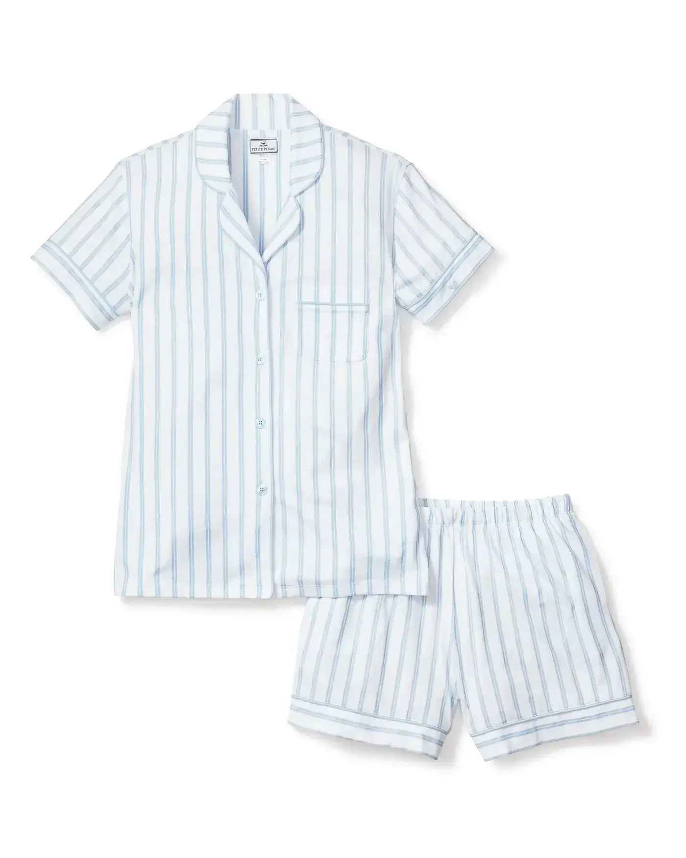 Premium Pima Cotton Pajama Short Set - Soft & Breathable Sleepwear for Women - Periwinkle Stripe Design - Perfect for Summer Nights & Lounge Wear