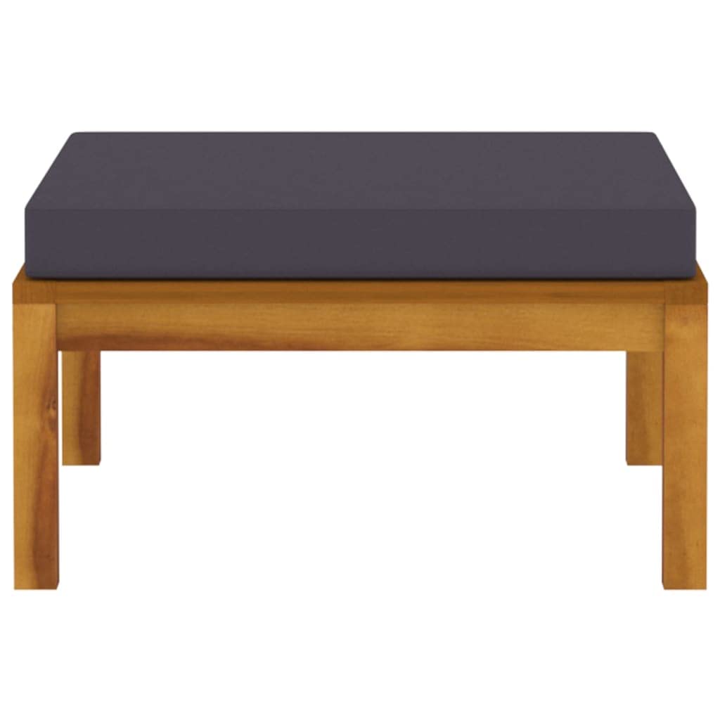 Premium Acacia Wood Footrest with Dark Gray Cushion - Outdoor Patio Foot Rest for Garden, Porch, Lawn & Home - Durable Weather-Resistant Furniture for Relaxation & Comfort