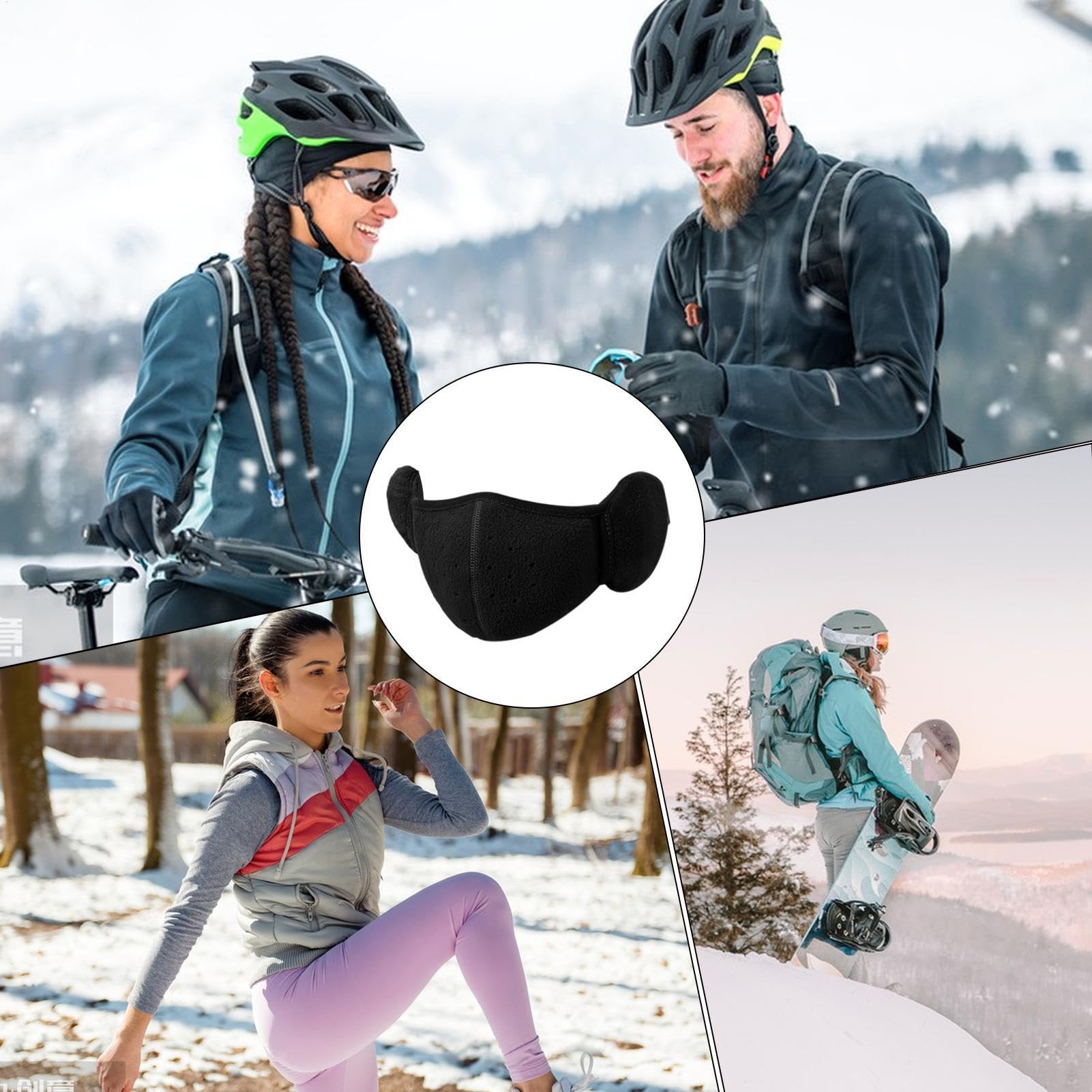 Unisex Winter Face Cover with Earmuffs - Windproof Ear Warmer with Ventilation for Outdoor Activities | Skiing, Snowboarding, Running & Cold Weather Protection