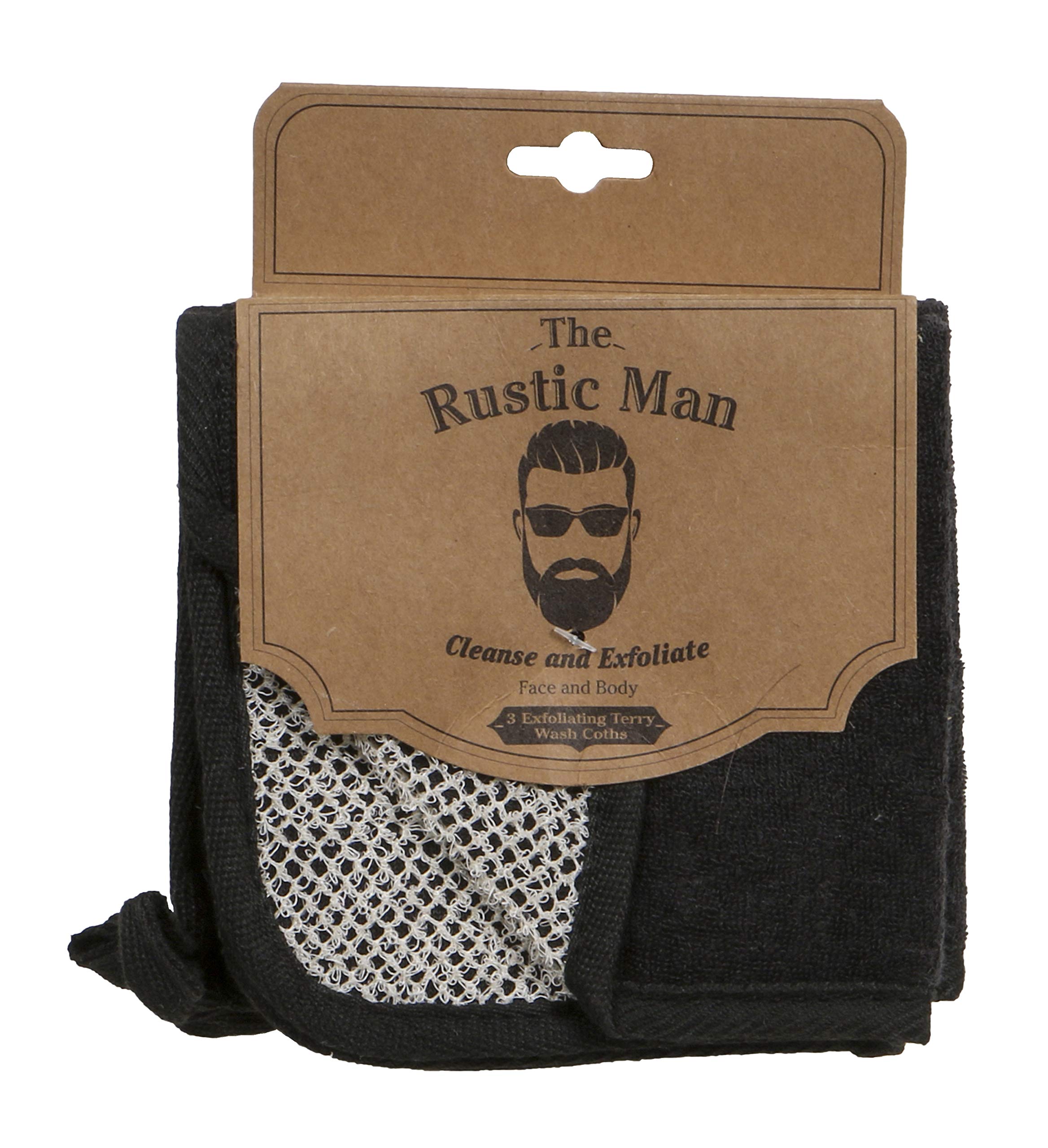 Dual-Sided Exfoliating & Cleansing Terry Wash Cloths for Face and Body - Soft & Absorbent, Machine Washable, Black (3-Pack) - Perfect for Daily Skincare & Gentle Exfoliation