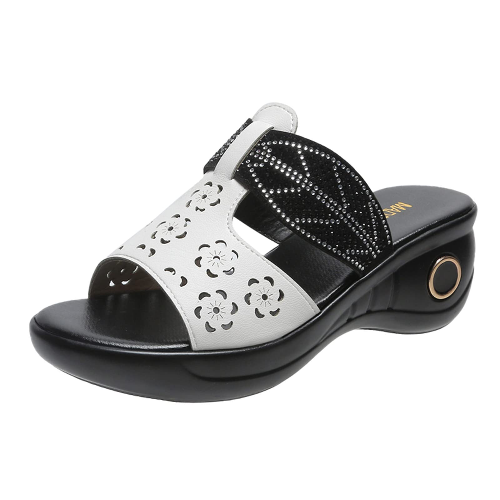 Women's Rhinestone Non-Slip Wedge Sandals - Open Toe Slip-On Beach Shoes for Summer | Breathable Dressy Sandals for Women, Perfect for Weddings, Parties & Vacation Outfits