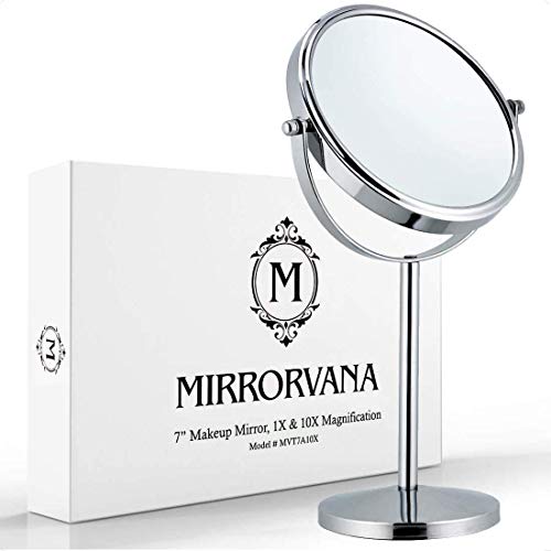 10X Magnifying Makeup Mirror with Stand - Double Sided 10X/1X Magnification, 7