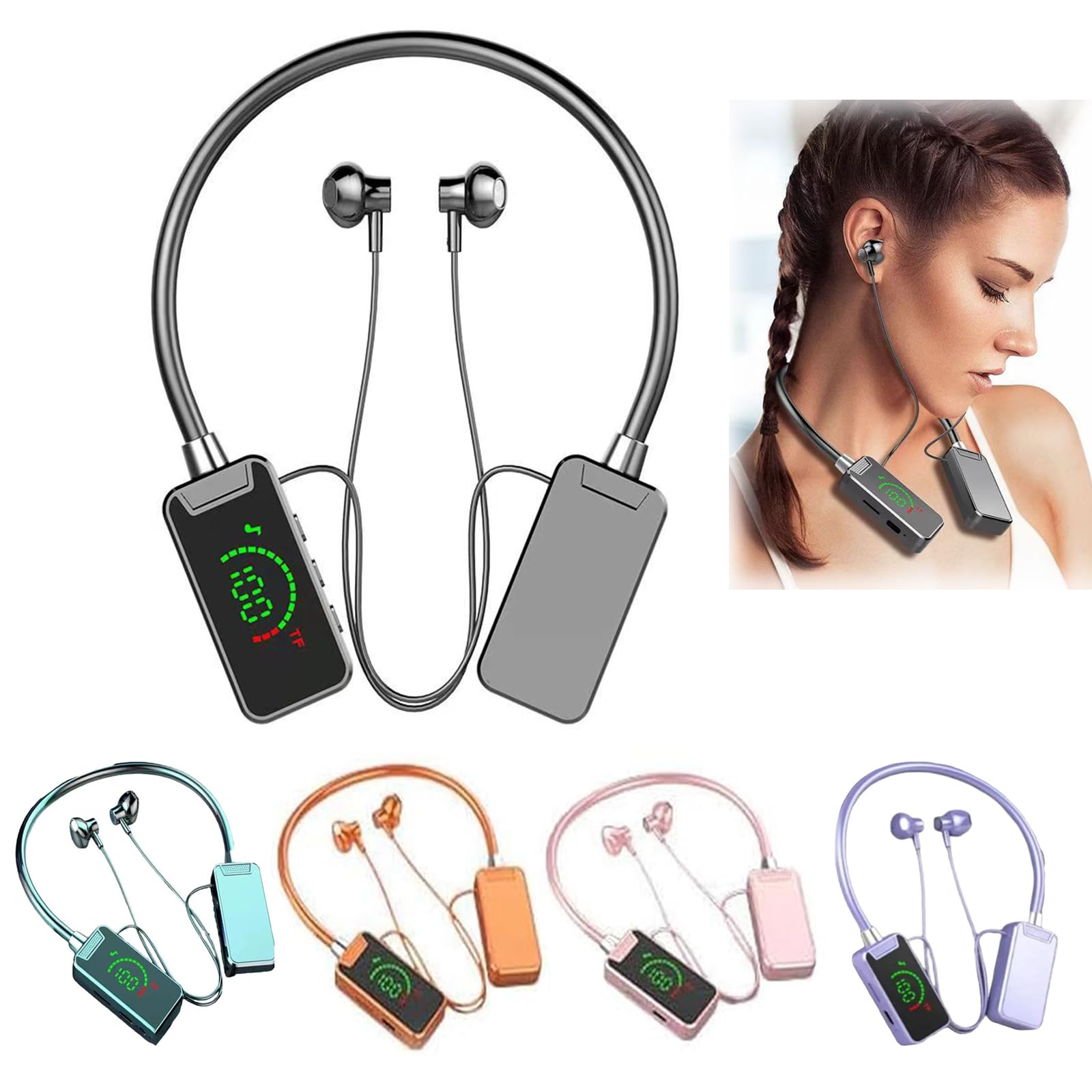 Wireless Bluetooth Sports Karaoke Earphones with Sound Card for Live Streaming, Neckband Earbuds with Noise Cancellation - Black | Perfect for Singing, Live Broadcasting, Audio Editing & Workout